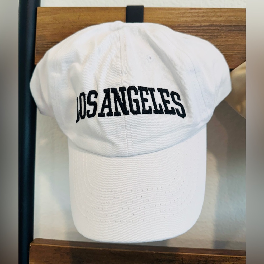 "Los Angeles" Embroidered Baseball Hat in White